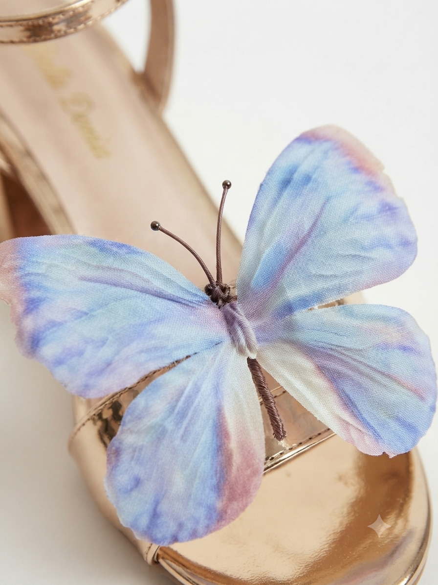 Gold & Sky Blue 3D Butterfly Heel (5cm)