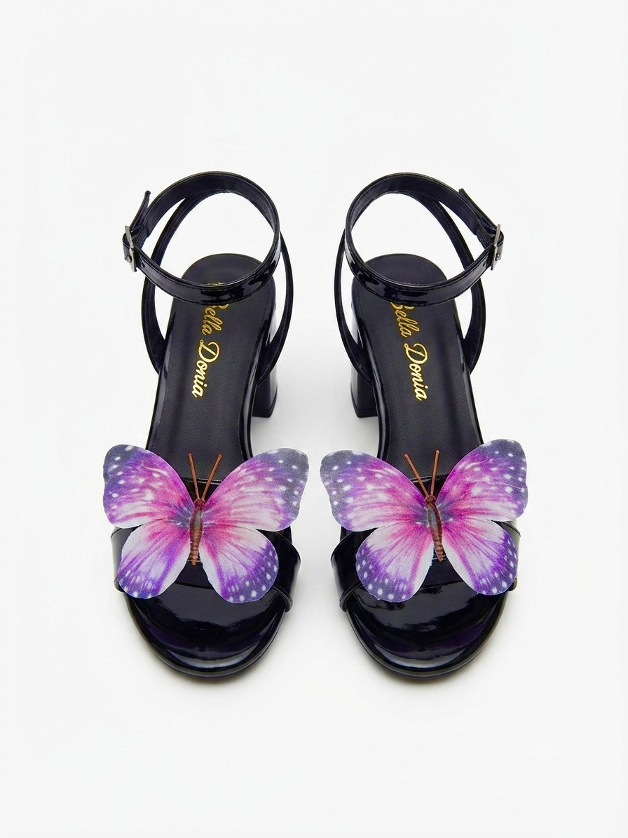 Violetta - Black & Violet 3D Butterfly Heel (5cm)