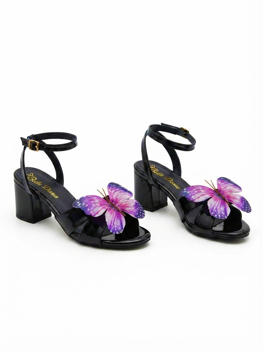 Violetta - Black & Violet 3D Butterfly Heel (5cm)