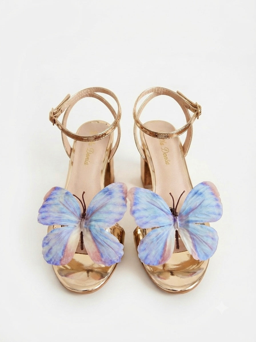 Gold & Sky Blue 3D Butterfly Heel (5cm)