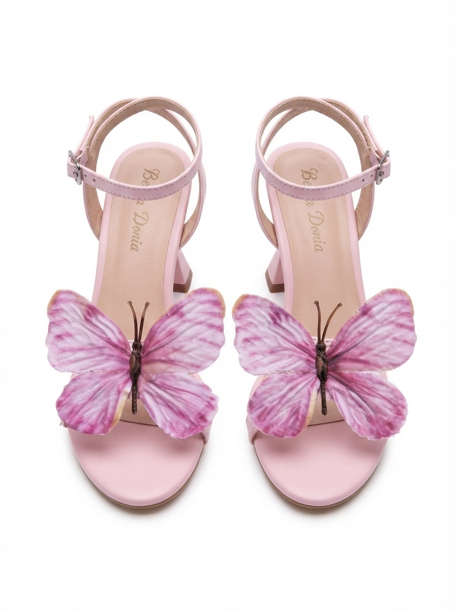 Bella Donia Soft Pink & Silk Butterfly Stiletto Heel 5cm