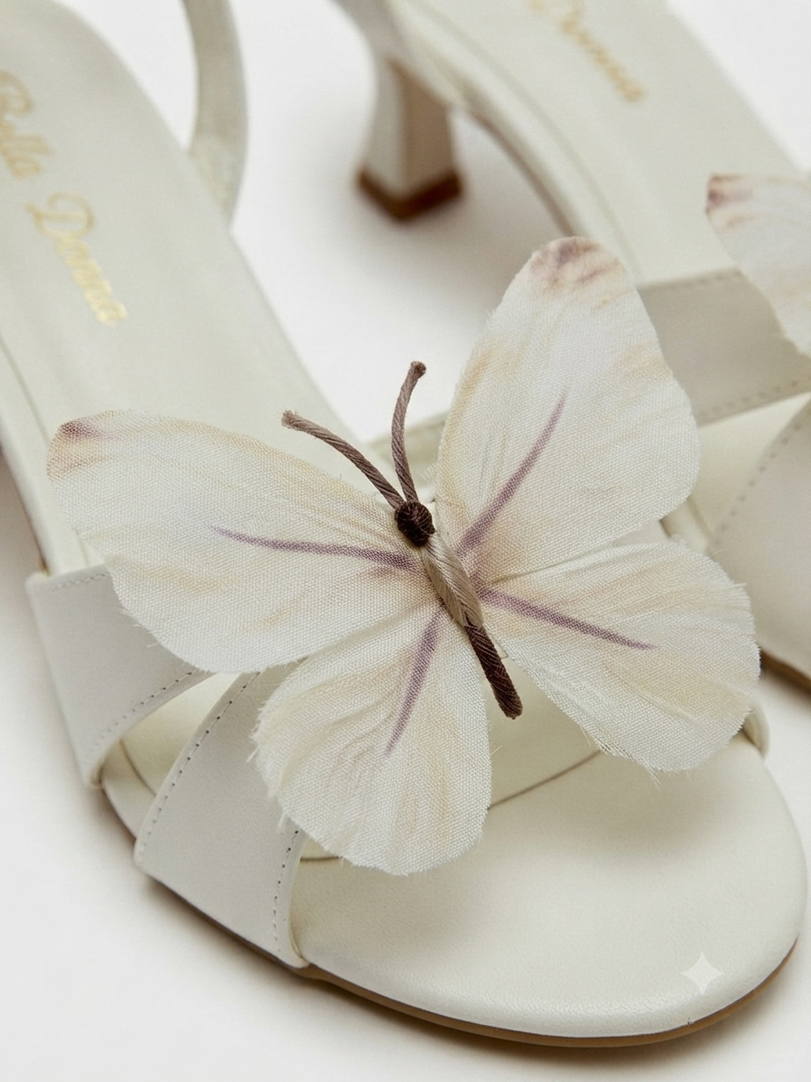 White & Cream 3D Butterfly Heel (5cm)