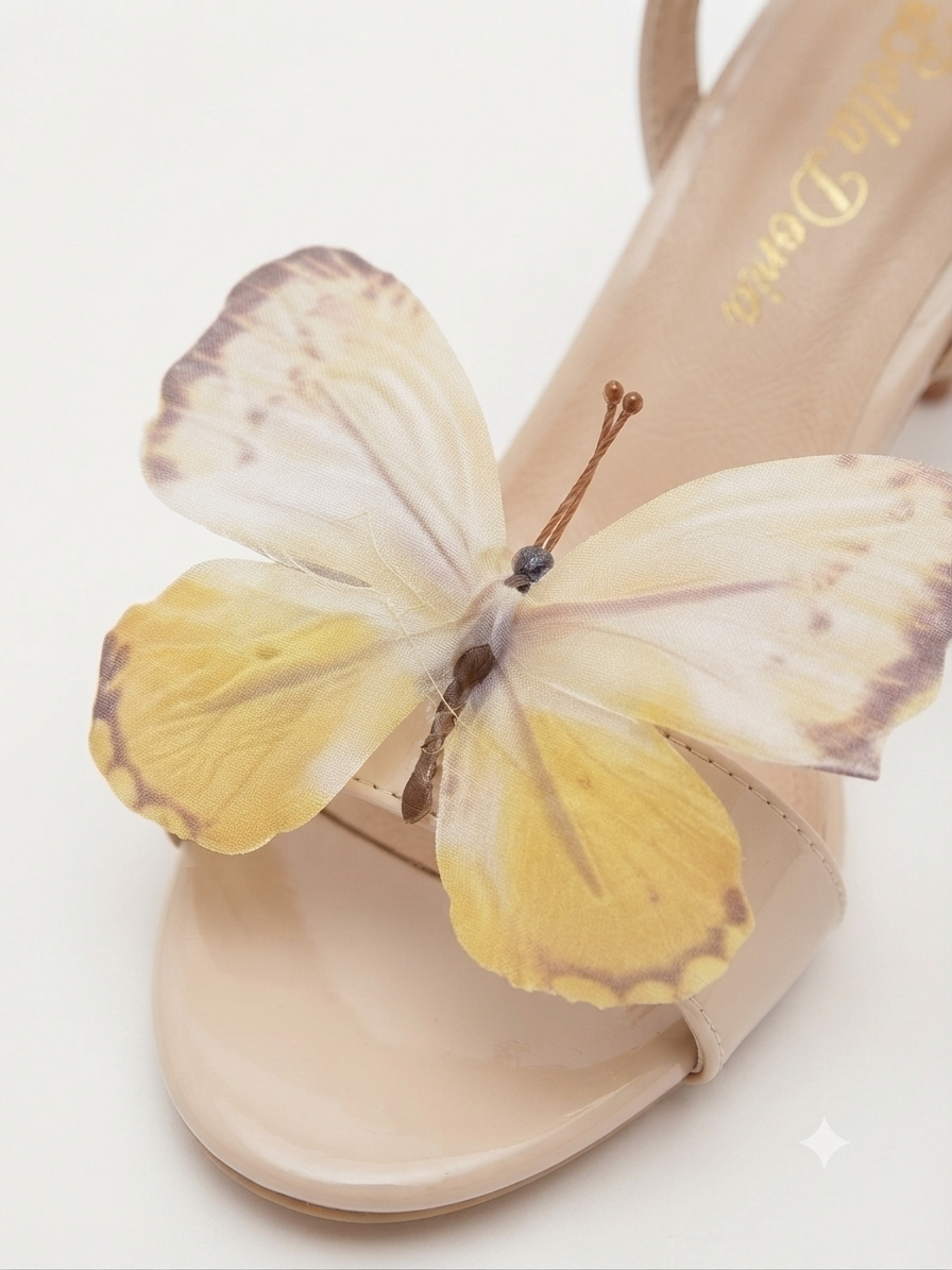 Nude & Yellow 3D Butterfly Heel (5cm)