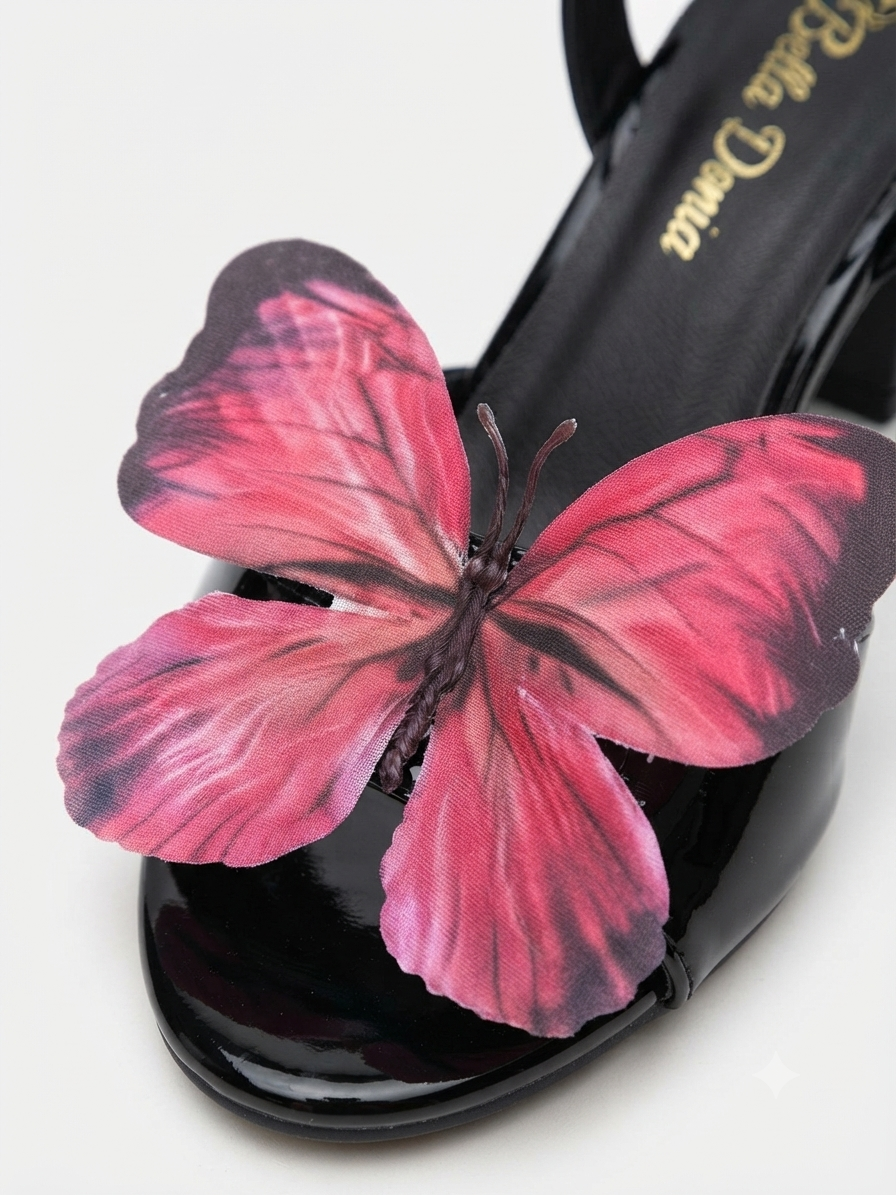 Bandaya - Black & Rose 3D Butterfly Heel (5cm)