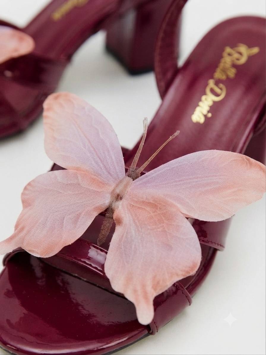Rubina - Burgundy 3D Butterfly Heel (5cm)