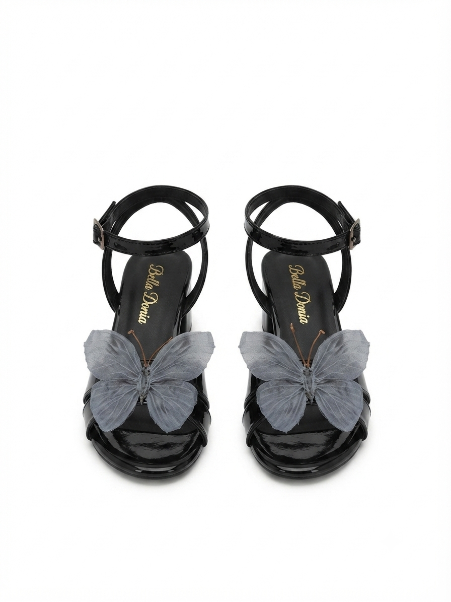 Croisette - Black & Silver 3D Butterfly Heel (5cm)