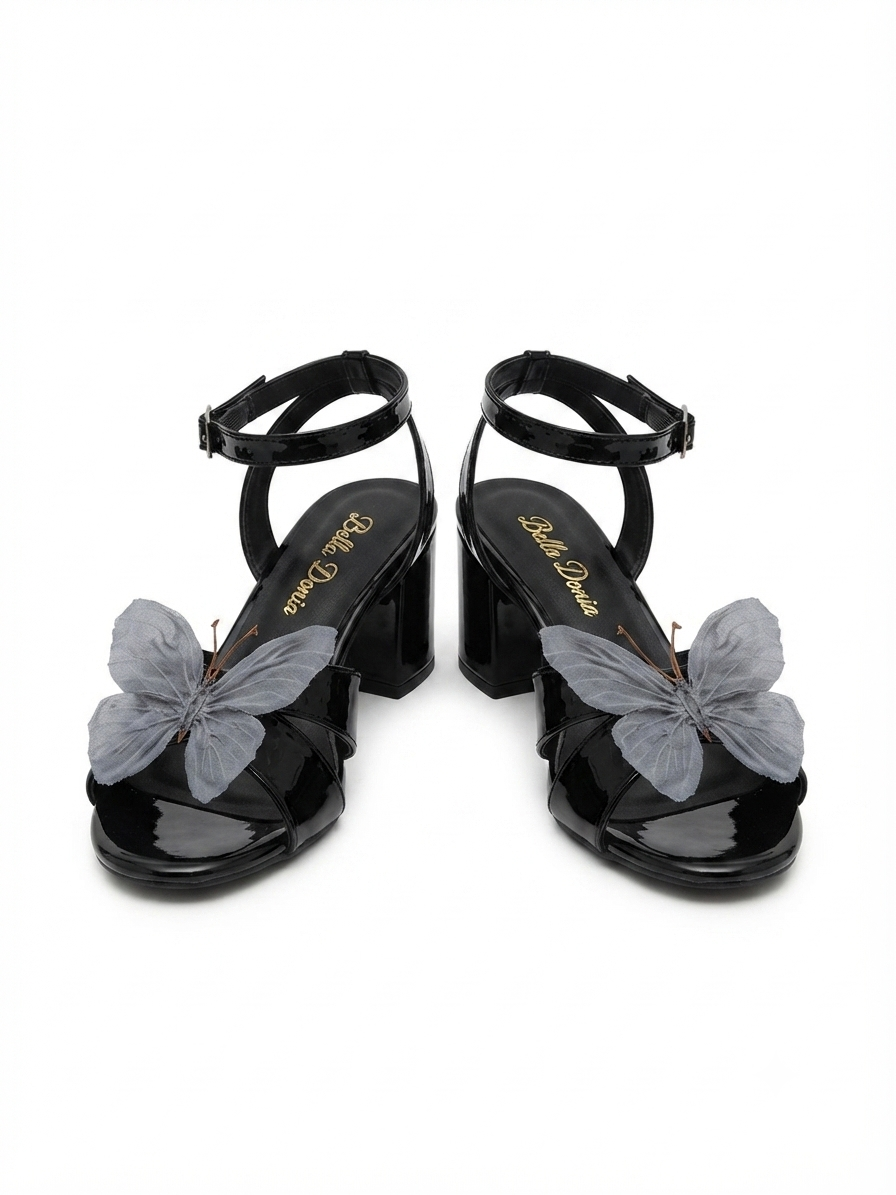 Croisette - Black & Silver 3D Butterfly Heel (5cm)