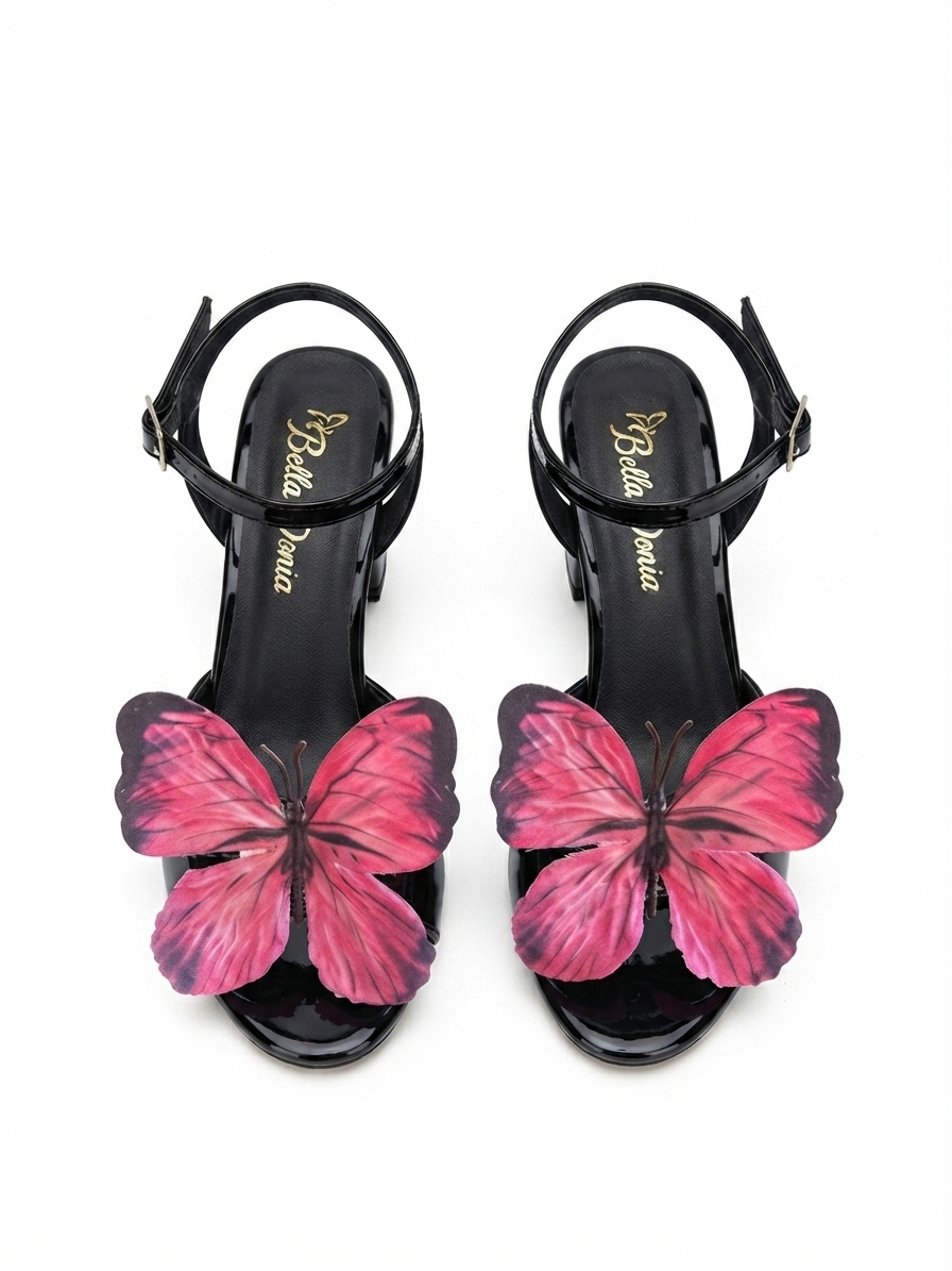 Bandaya - Black & Rose 3D Butterfly Heel (5cm)