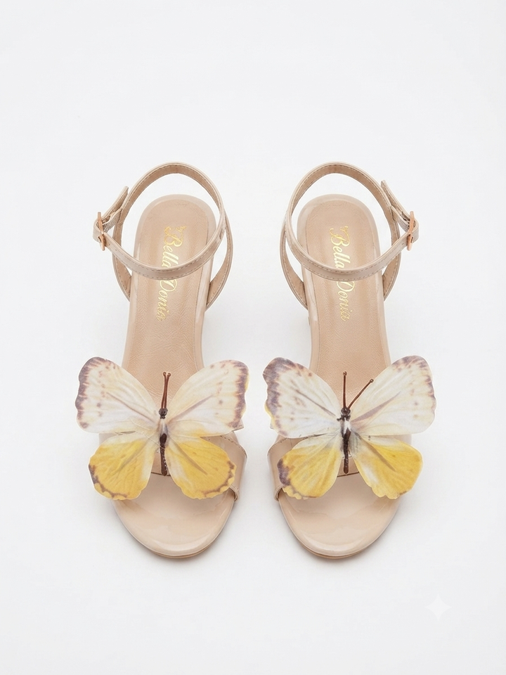 Nude & Yellow 3D Butterfly Heel (5cm)