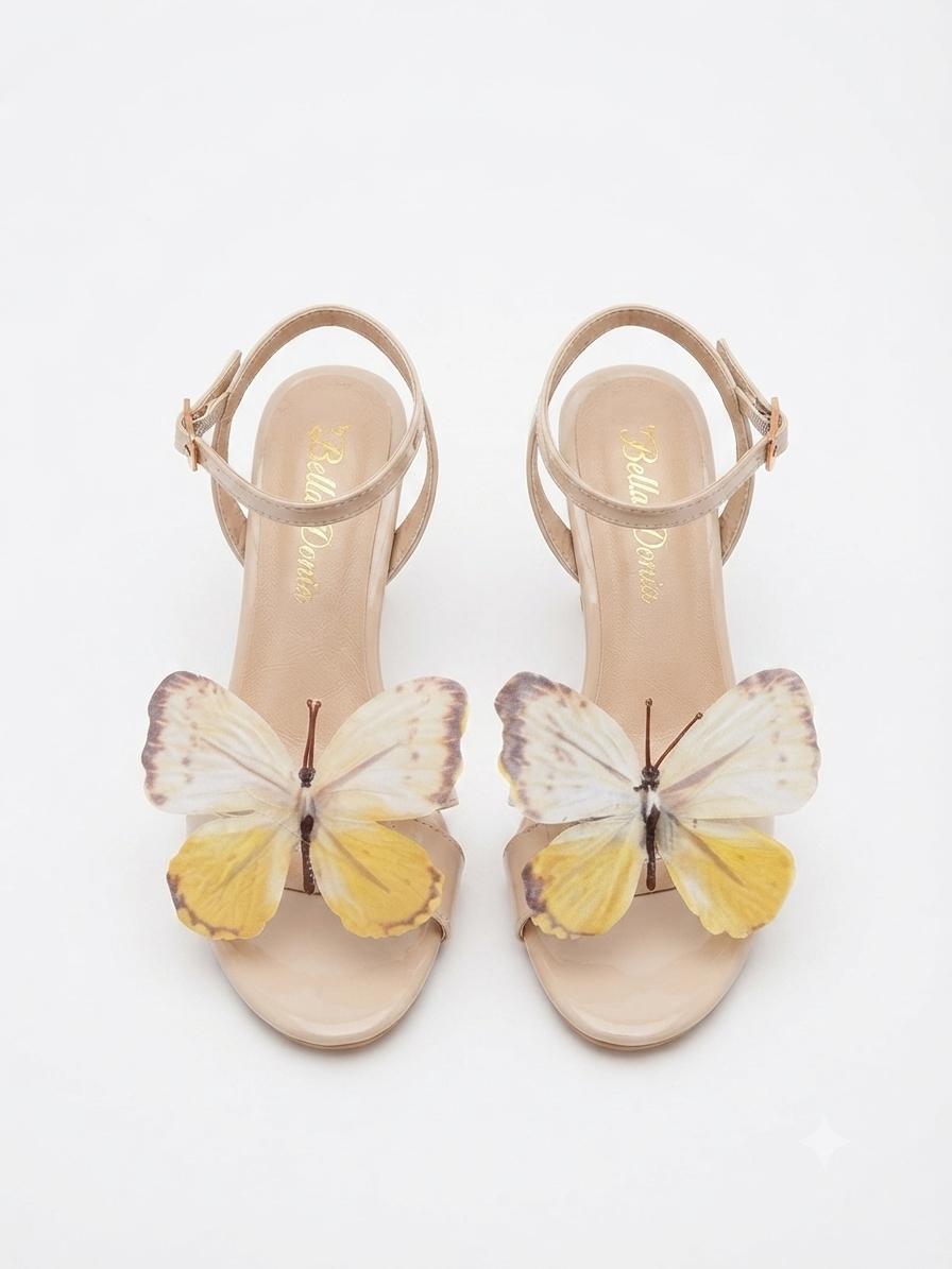 Nude & Yellow 3D Butterfly Heel (5cm)