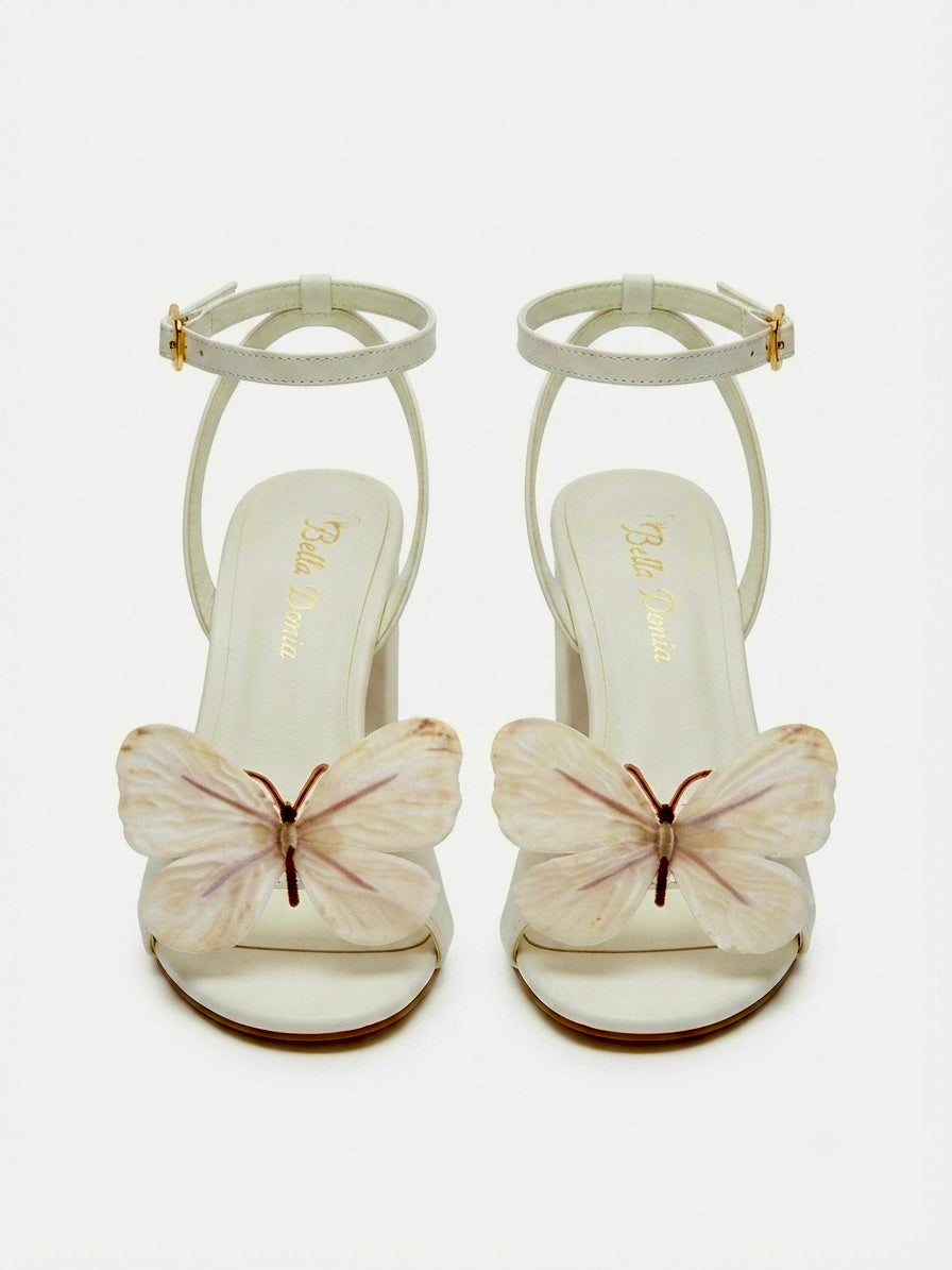 White & Cream 3D Butterfly Heel (5cm)