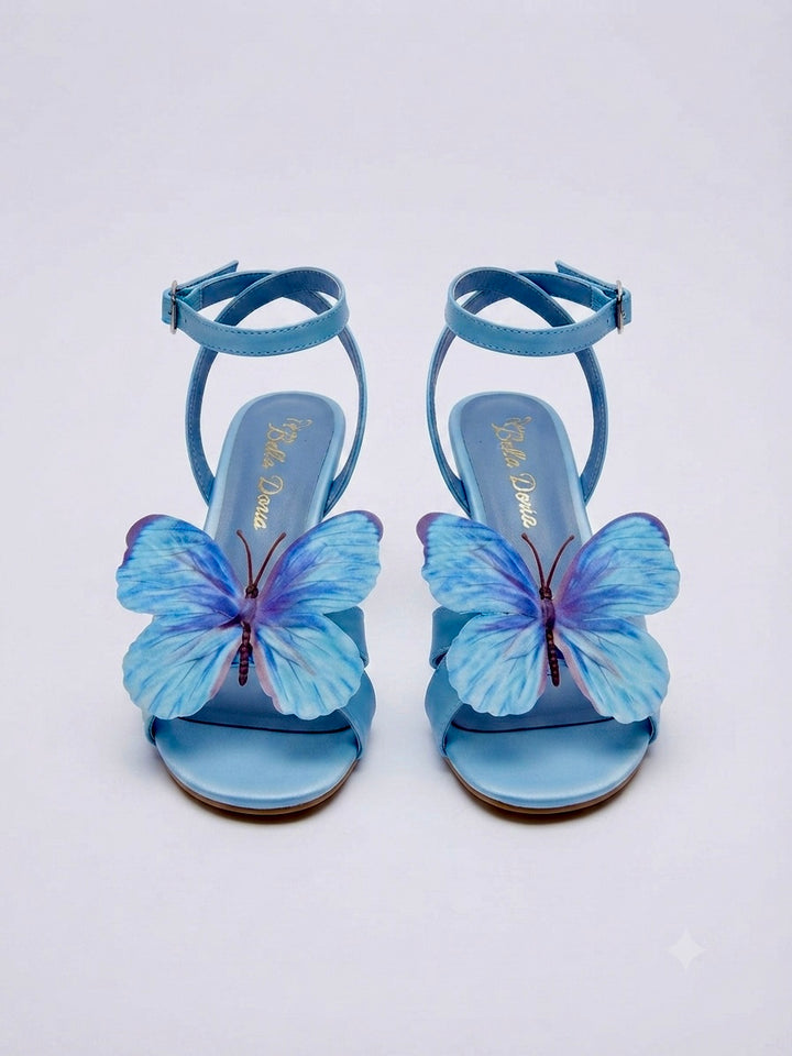 Blue Monarch 3D Butterfly Kitten Heel (5cm)