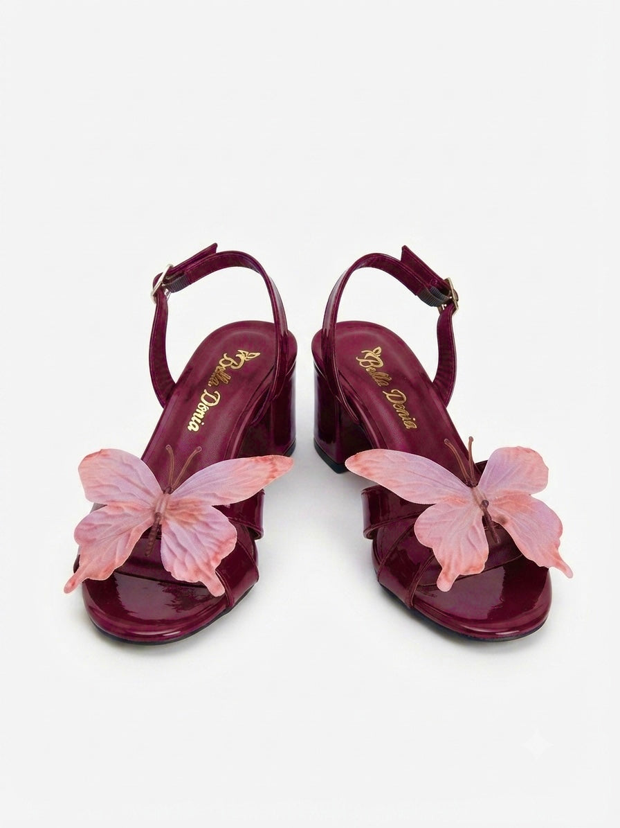 Rubina - Burgundy 3D Butterfly Heel (5cm)