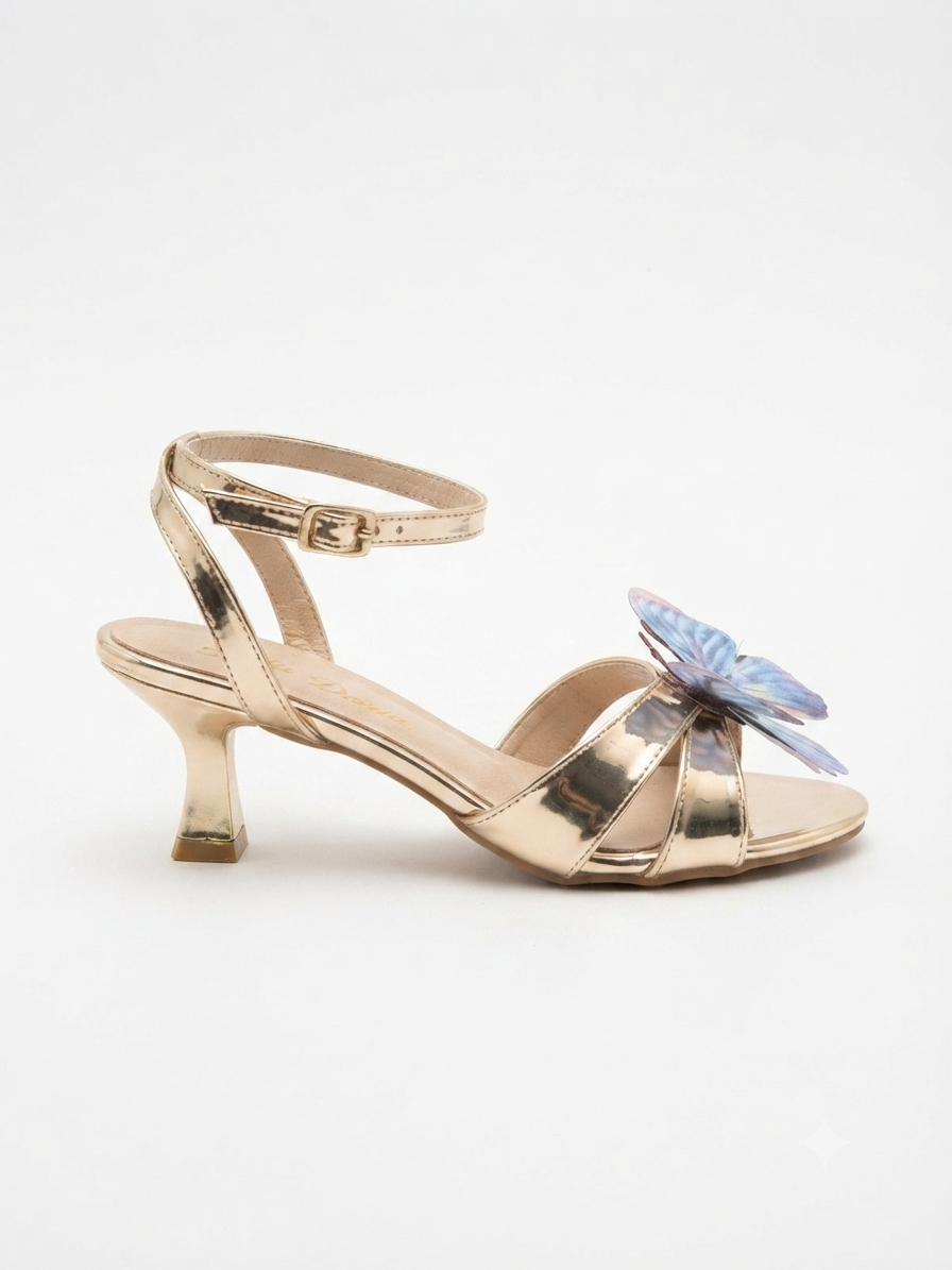 Bella Donia Metallic Gold & Blue Butterfly Stiletto Heel 5cm